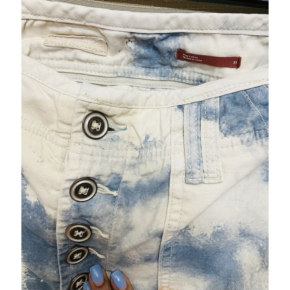 Free People Utility Pants Womens 31 White Blue Orange Excellent Tie Dye Cargo - Picture 4 of 8
